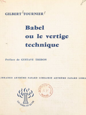 cover image of Babel ou le vertige technique